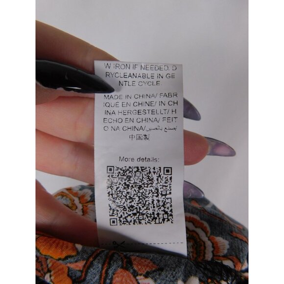 SHEIN Curve Dress Womens 1XL Black Orange Boho Floral Tassel Tie Short Sleeve - Picture 12 of 12